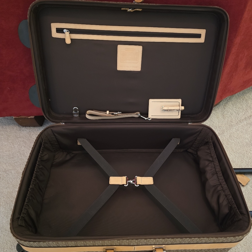 Coach Brown and Tan Rolling Suitcase - Picture 4 of 12